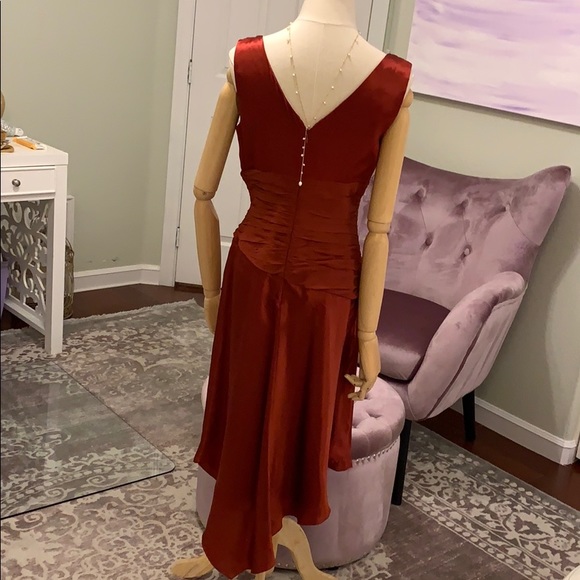 Silk dress rich red (rust) - Picture 7 of 7